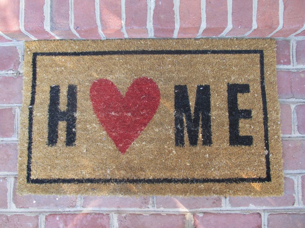 home, welcome mat, entrance